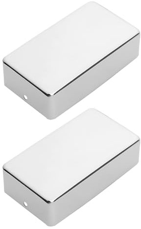 YINETTECH 2 Stück Gitarren Tonabnehmer Abdeckungen Lochlose E-Gitarren Kappe 70x40x18mm Messing Tonabnehmer Abdeckung Geschlossene Gitarren Tonabnehmer Abdeckung Humbucker Tonabnehmer Kappe Silber