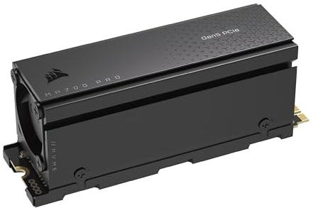 Corsair MP700 PRO Mit Luftkühler 4TB M.2 PCIe Gen5 x4 NVMe 2.0 SSD - M.2 2280 - Bis zu 12.400MB/sec Sequentielles Lesen - High-Density TLC NAND - Schwarz