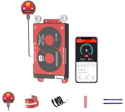 DALY BMS 4S 12V 40A Smart BMS avec Module WiFi Bluetooth LifePO4 Carte de Protection de Batterie au Lithium Prise en Charge Can RS485 pour vélo électrique, Moteur de pêche à la traîne, Camping-Car