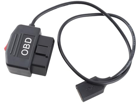 OBD-strömkabel med Lågspänningsskydd, 3A-utgång, Plug and Play, Kompatibel med Alla OBD-modeller, med Mini-USB-port för Dash Cam, DVR, Telefonladdning