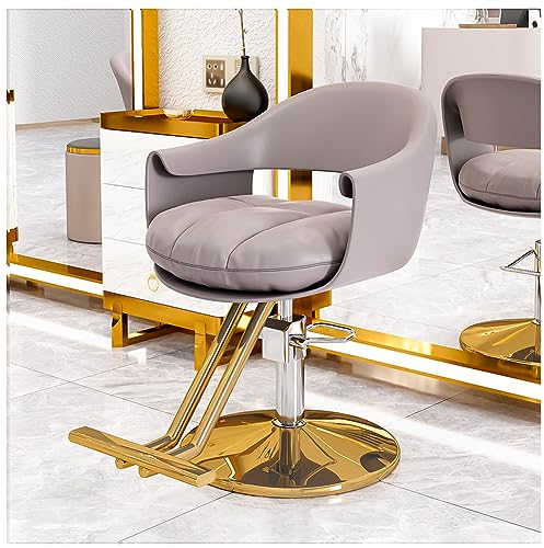 Llchaensc Haarschneide-Salonstuhl, Friseurstuhl, Bequemer Salonstuhl, Salonstuhl, Styling-Stuhl, Hydraulischer Drehstuhl, Klassischer Haarstuhl,Grau,A