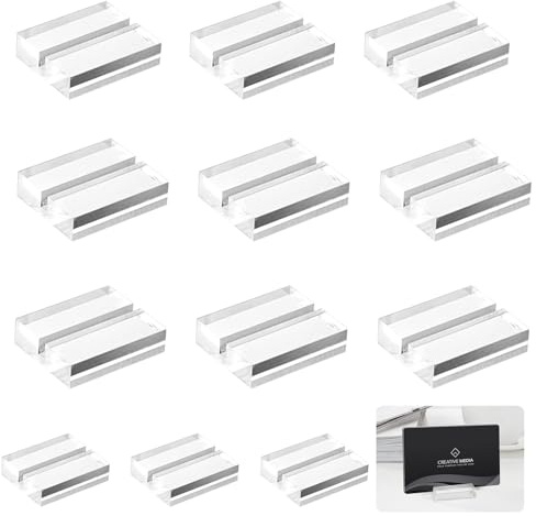 SETROVIC 12 Pcs Acrylic Place Card Holder, Card Display Stand Table Number Holders for Table Wedding Menu Office Meeting