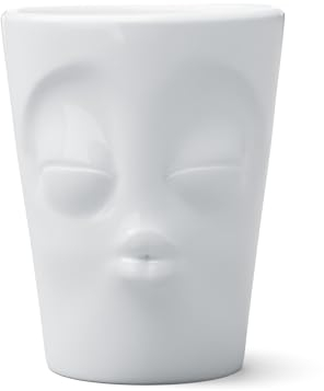 FIFTYEIGHT PRODUCTS Gobelet à anse « Küssend » (porcelaine, 350 ml, blanc, fabriqué en Allemagne)