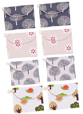 Healvian 8pcs Period Pouch Sanitary Napkin Organiser Pouch Fashion Storage Bag for Girls Women Random Style