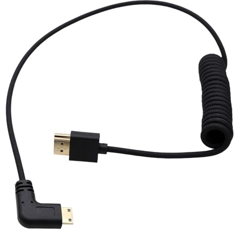 HangTon Cable Mini HDMI a HDMI 4K120 8K60 para Canon EOS R RP Sony Cámara Atomos Ninja V Ultra SmallHD Cine5 Indie7 Monitor en forma de L 90 grados Tipo A C 50cm