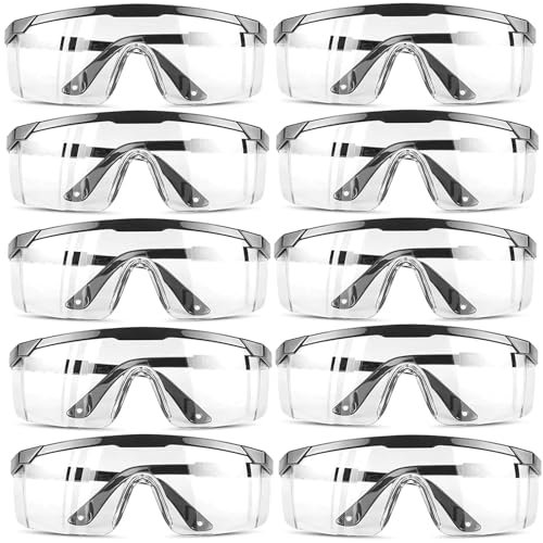 10 occhiali protettivi, occhiali di protezione da lavoro, occhiali di protezione per chi porta occhiali, occhiali di protezione da lavoro, protezione per gli occhi regolabile, anti-graffio, occhiali