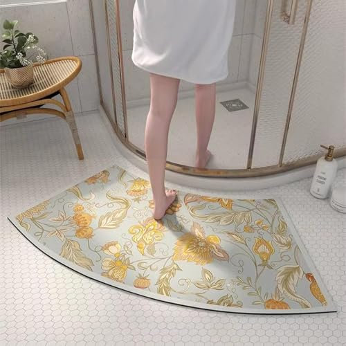 Arc-shaped Shower Mat - Schnell trocknende, gebogene Duschmatten, gebogene Badematte for runde und Eckduschen, stark saugfähige Eckbadematte, rutschfeste Gummi-Duschmatte for Außenduschen(B,45x75cm/18
