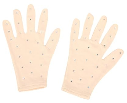 Perfeclan Eiskunstlauf-Wettkampfhandschuhe, Strass-Dekoration, Tanzhandschuhe für Eiskunstlauf-Wettkampftraining, Show