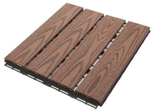 AUTSUPPL Ineinandergreifende Terrassenfliesen Mit Klicksystem Wasserfest Holzoptik Kunststoff 30x30cm Balkon Garten Terrasse Außenbodenfliesen Für Rutschfesten Außeneinsatz