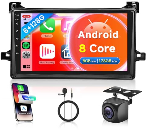 for Toyota Prius XW50 2015-2020 6G 128G Android Car Stereo with Carplay Android Auto, Rimoody 9 Inch Touch Screen Car Radio with GPS Navigation Bluetooth FM RDS WiFi Backup Camera