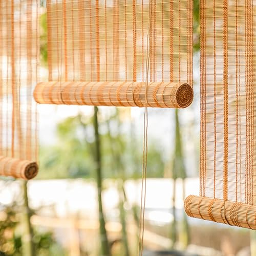 YUJIANHUAA Bambusrollo Bambus Raffrollo Sonnenschutz Sichtschutz Rollo Seitenzugrollo für Fenster und Türen,Atmungsaktiver Lichtfilter Jalousien,Dekorative Vorhänge mit Lifter (65cm x 110cm)