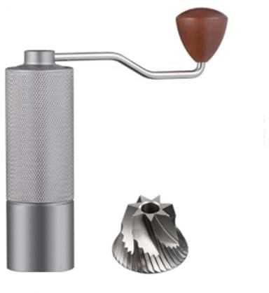 Molinillo de café manual de acero inoxidable con rebaba cónica ajustable, molinillo de mano portátil para los amantes del café (gris con 5 núcleos)