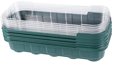 GARIOUANS Vassoio per Germinazione Piante da Vivaio Coperchio Trasparente 5 Pezzi, Contenitore Plastica per Ortaggi e Fiori, Supporto Germogli per Coltivazione Indoor e Giardino