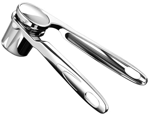 Garlic Crusher, Metal Garlic Masher, Ginger Press Tool, Stainless Handle Design, Cooking Prep Gadget, Home Kitchen Restaurant Use, Camping BBQ Picnic Gear, 16.5x4.7x3.3cm