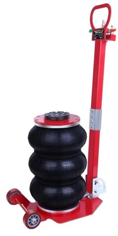 DUOCAI Air Powered Balloon Air Jack Automobile Pneumatic Jack 3T 6600lbs Capacity Triple Bag Air Jack Quick Lift Heavy Repair Jacks Folding Rod Jacks with Two Wheels(RED)