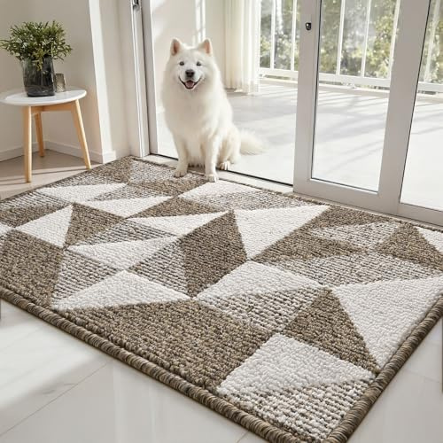 Sour Lemon Fußmatte 80x120cm – rutschfeste & Waschbare Schmutzfangmatte – Dreiecksmuster Hochsaugfähige Türmatte für Innen und Außen,Eingang & Haustür,Hund,Küche,Patio, Flur, Garten