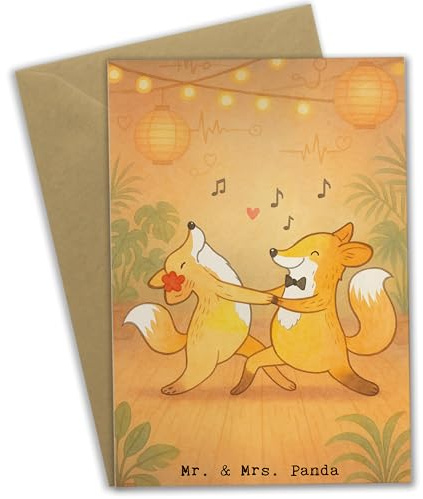 Mr. & Mrs. Panda Klappkarte Füchse Salsa tanzen Design - Geschenk, dankeskarten, einladungskarten, genesungskarte, weihnachtskarten, osterkarten, Grußkarten, Tanzschule, Tanzkurs