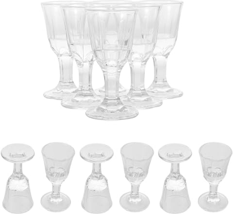 VANZACK 12pièces Verres à Pied Verre de Mini-verres Décoratifs Transparents pour Whisky Bière Jus de Fruits pour Fêtes et Événements