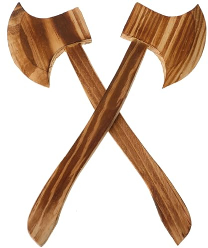 HONITANO Haches en Bois 2 Pièces pour Halloween Accessoires de Costume Jouets en Bois Sûrs et Polis pour Cosplay et Déguisements Décorations Motricité Fine Garçon et Filles