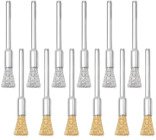 Juego de 20 cepillos de alambre, mini cepillos de alambre, juego de cepillos de rueda de alambre de acero de latón, ideal para limpiar óxido, corrosión, suciedad, pintura, trabajar metales y pulir