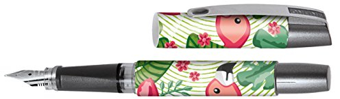 Online Schreibgeräte 61338/3D - Füller Campus, Iridiumfeder M (mittel), Flamingo Jungle