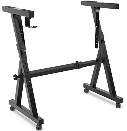 Pyle Keyboard Ständer Höhenverstellbar - 3 Stufen 56-90cm, E-Piano Stand Z-Form, glänzend schwarz