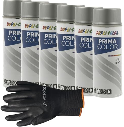 vasalat Dupli-Color Lackspray graualuminium matt RAL 9007 - Sprühlack für Metall, Kunststoff und Holz - wetterfeste Sprühfarbe für den Innen- und Außenbereich UV -beständig, 6 Stück