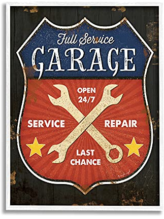 Stupell Industries Full Service Garage Sign Rustic Americana Highway Symbol
