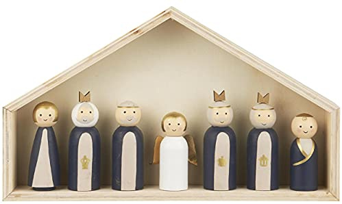 IB Laursen Weihnachts Krippe mit 7 Holz Figuren Set Krippen Weihnachten Deko
