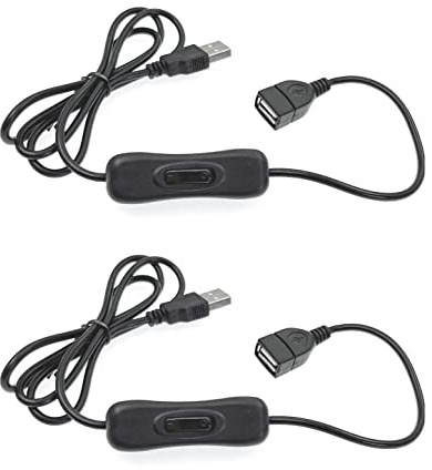 JZK 2 x USB Schalter Kabel 1 Meter USB ON OFF Schalter USB Kabel mit Schalter USB Netzschalter USB Verlängerungskabel mit Ein/Aus-Schalter für Fahren Recorder LED Lampe USB Lüfter LED Streifen Licht