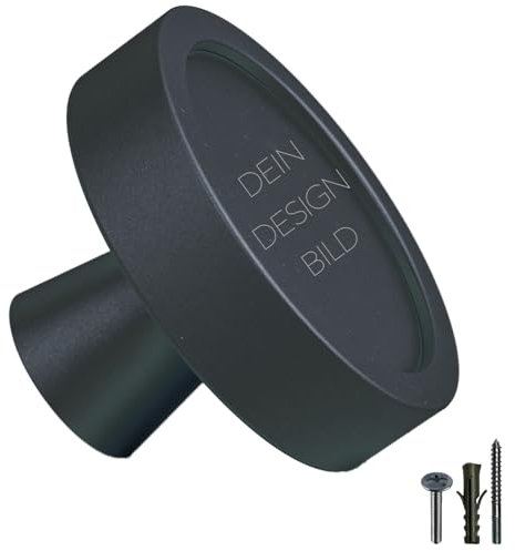 manOman Garderobenhaken Schwarz matt, eloxierte Premium-Oberfläche, Größe L - 59mm, Optik individualisierbar durch DIY-Inlet, in Deutschland hergestellt, inkl. Schrauben für Wand und Möbel