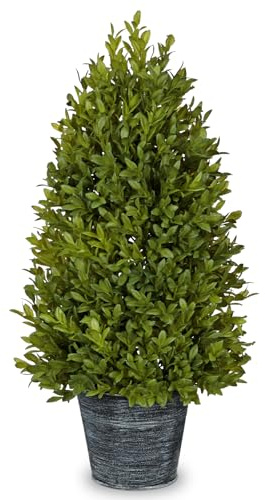 Oairse Artificial Topiary Tree in Pot 46cm, Faux Boxwood Plant in Pot, Small Artificial Potted Plant for Indoor Home Decor, Fake Green Plant for Table, Desk, Shelf, Office Decoration