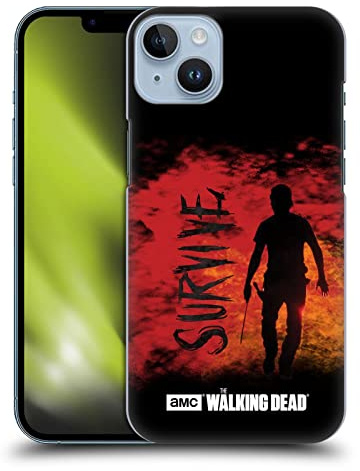 Head Case Designs Officially Licensed AMC The Walking Dead Survive Rick Machete Typography Hard Back Case Compatible With Apple iPhone 14 Plus