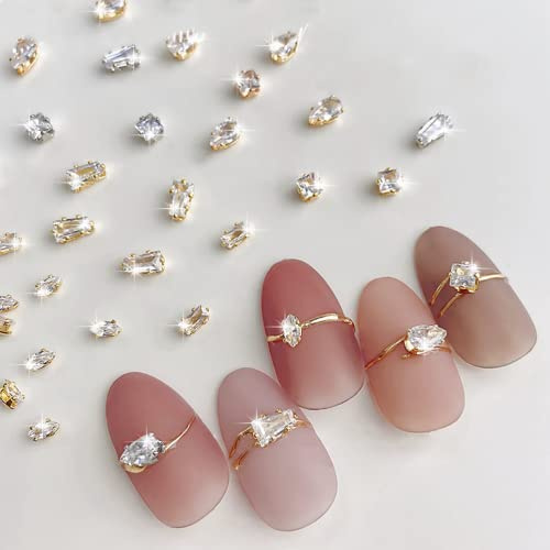 Nail Gemmes, 50pcs arrière à plat dans des strass mixtes brillants pour les ongles, les strass nail art et les gemmes charmes à ongles pour les décorations de design art nail