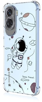 BORYA Case for Honor 90 Lite 5G, Shockproof TPU Bumper Clear Ultra Thin Soft Silky Premium Silicone Cover with Cute Elegant Simple Pattern, Astronaut