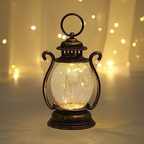 Reheyre Lanterne vintage LED à flamme vacillante, lanterne LED rétro à piles avec crochet, décorations à suspendre pour intérieur/extérieur, terrasse, jardin, cour, Noël, Halloween, fête, festival,