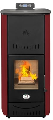 STUFE A PELLET ITALIA New York 22 Kw 5 Sterne WiFi | Hydro-Pelletöfen für Heizsystem Zertifizierte Effizienz 93% Heizt 140m² WiFi-Steuerung Autonomie 22 Std 5 Kräfte Programmierbar 24M Garantie Rot