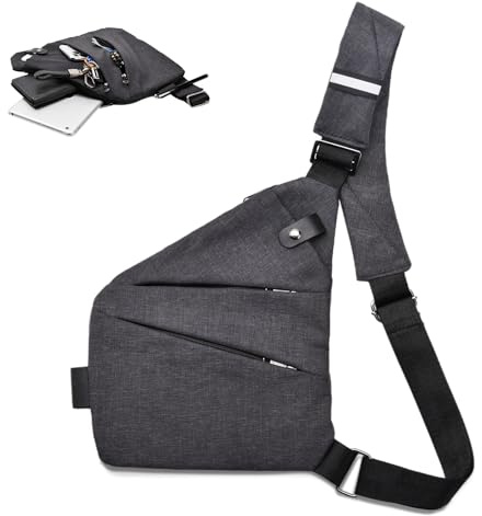 YAOZUP Stöldskydd Resväska, Crossbody Axel Bröst Ryggsäck Stöldskyddad Ryggsäck, Stöldskyddad Axelväska, Flerficks Bröstväska för Män och Kvinnor, Högerhänt axel