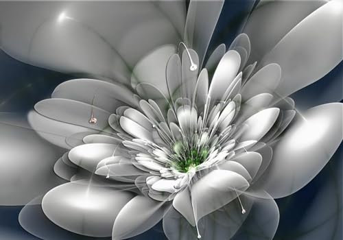 Fototapete Blumen 3D Tapeten 3D Effekt Wohnzimmer Schlafzimmer Vliestapete Handgemalte Kristallweiße Blumen Natur Grau Graffiti Steinoptik Kinder Tapeten