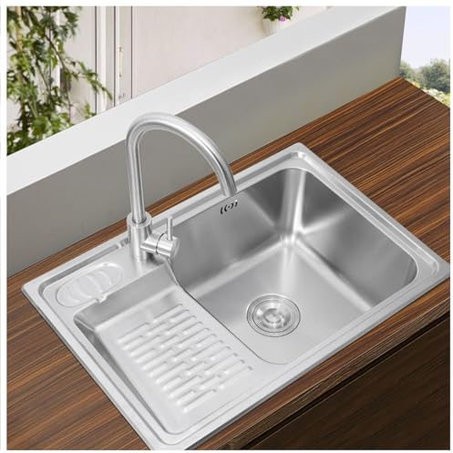 Lavandino della Lavanderia dell'Acciaio Inossidabile con Washboard, Lavanderia Vasca lavello di Pulizia del Bacino con Acqua Fredda e Calda Rubinetto, per Lavanderia Garage Cantina Giardino