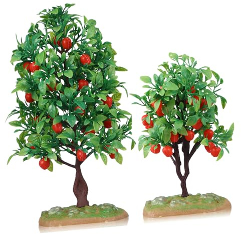 Cabilock 2 Pièces Modèle De Pommier Plantes Ornement Modèle Arbres Miniatures Mini Arbres Fruitiers Mini Arbres Arbres Diorama Arbres en Plastique Paysage De Train Miniature Petits Arbres