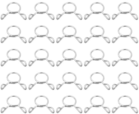 sourcing map 25 Pcs Fuel Line Hose Tubing Spring Clips, 10mm Inner Dia 304 Stainless Steel Water Pipe Spring Clip Clamps for Motorcycle Scooter ATV