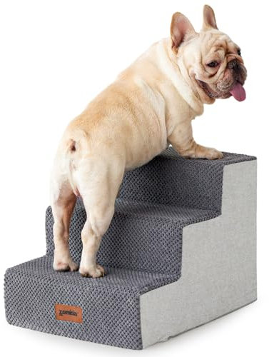 ZOMISIA Dog Steps for Couch - Pet Stairs for Small Dogs and Cats, Dog Steps with Non-Slip Bottom Grey 3 Steps, Grey