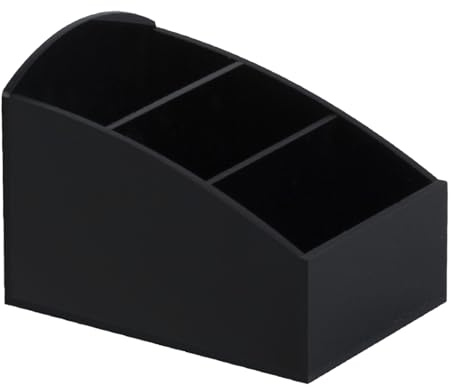 Amazleer Tea Bag Organiser with 3 Divided Sections Coffee Station Organizer and Sugar Bag Organizer for Counter Acrylic Tea Bags Holder for Coffee, Salt, and Sugar Bag Storage (Black)