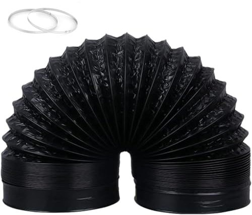 Schlauch Abluftrohr, Lüftungsschlauch, Flexibel PVC Alurohr with 2 Hose Clips, Schallgedämmter Wärmeisolierung, für Abluftventilator Badezimmer Küche Hydroponik Dunstabzugshaube (ø 160mm/2m)