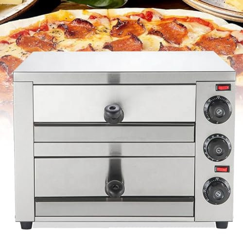 Hydravex Four à Pizza de Table à 2 étages, Four à Pizza électrique Polyvalent d'intérieur, Four à Pizza Commercial en Acier Inoxydable avec minuterie, pour hôtel-Restaurant, Cuisson à Domicile,12in