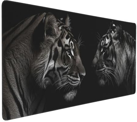 Mouse Mat Black Gaming Mouse Pad Tiger Large Mouse Pad 800x400x4mm XXL Mousepad,Desk Protector Mat with Anti-Slip Base,Improved Precision and Speed,Extended Waterproof Mousepad,for Home Office