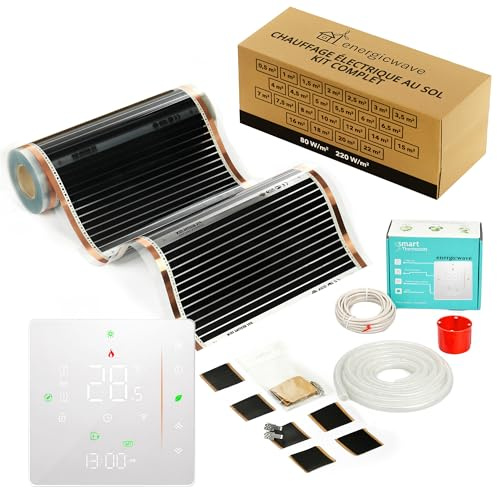 Elektrische Fußbodenheizung 150 W/m² – Heizmatte Komplettset mit WLAN-Thermostat, Fußbodenheizmatte für Fliesen, Steinzeug, Steinböden – 4m²