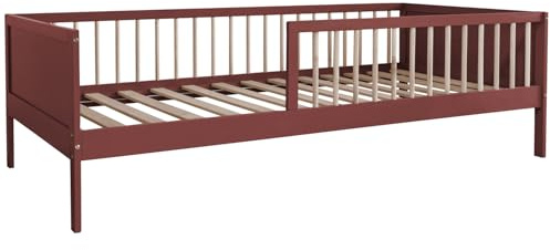 Kinderbett ADAM mit den Maßen 190x90cm und Lattenrost - Gestell aus terracottafarbenem Holz, einfach zu montieren - Perfekt für die Einrichtung eines warmen und farbenfrohen Kinderzimmers.
