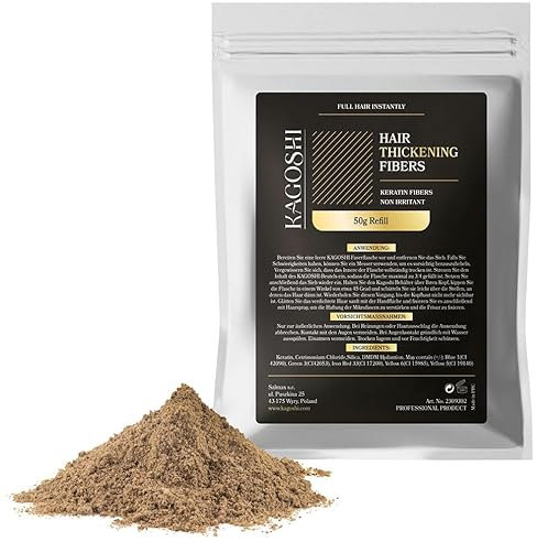 KAGOSHI Refill 50g Hair Fibers Haarverdichtung Haarfüller Schütthaar Streuhaar zur Haarverdichtung Haarpuder Haarfasern Haarpulver Verdickung Sofortwirkung (Dunkelblond, 50g)